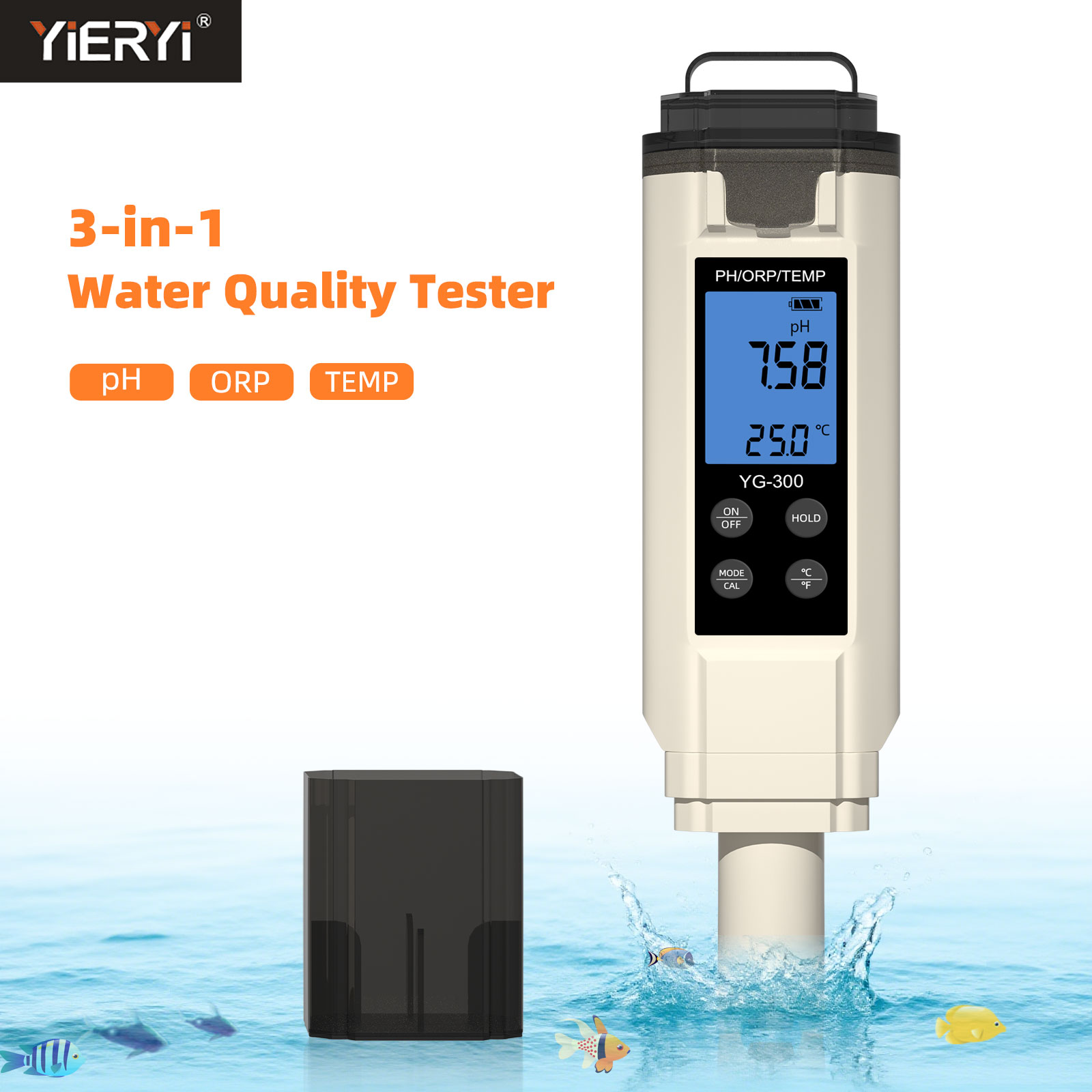 Ph Meter Digital Water Tester - Yieryi numérique 3 en 1 PH/ORP/compteur