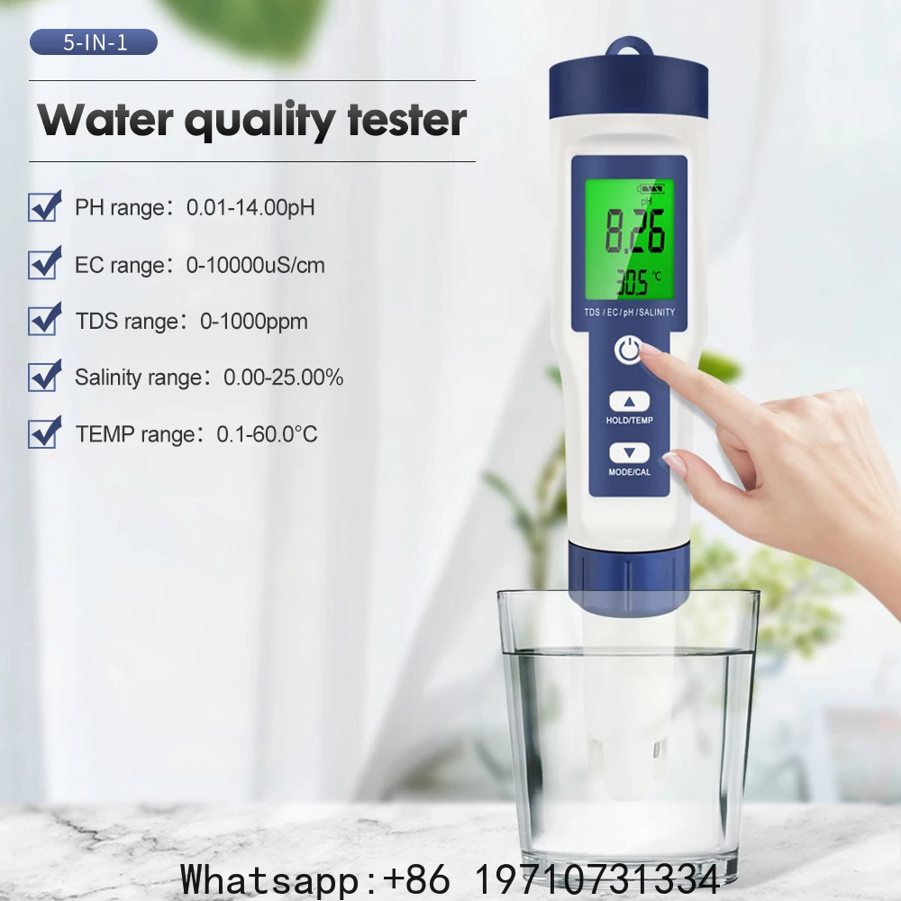 Ph Meter Digital Water Tester - Testeur numérique 5 en 1 de