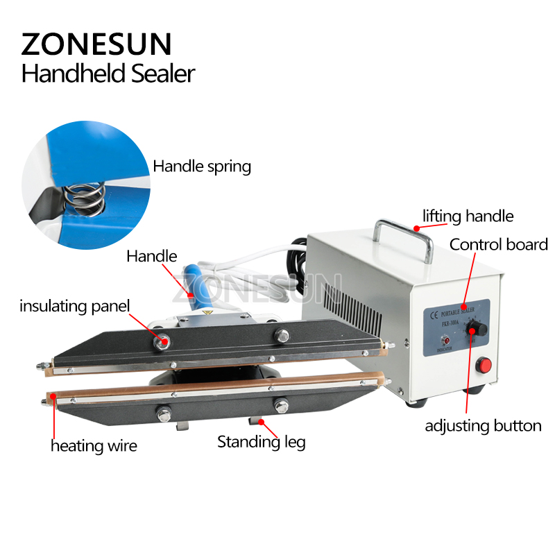 Plastic Bag Impulse Heat Sealer - ZONESUN Scelleuse à impulsion portable à
