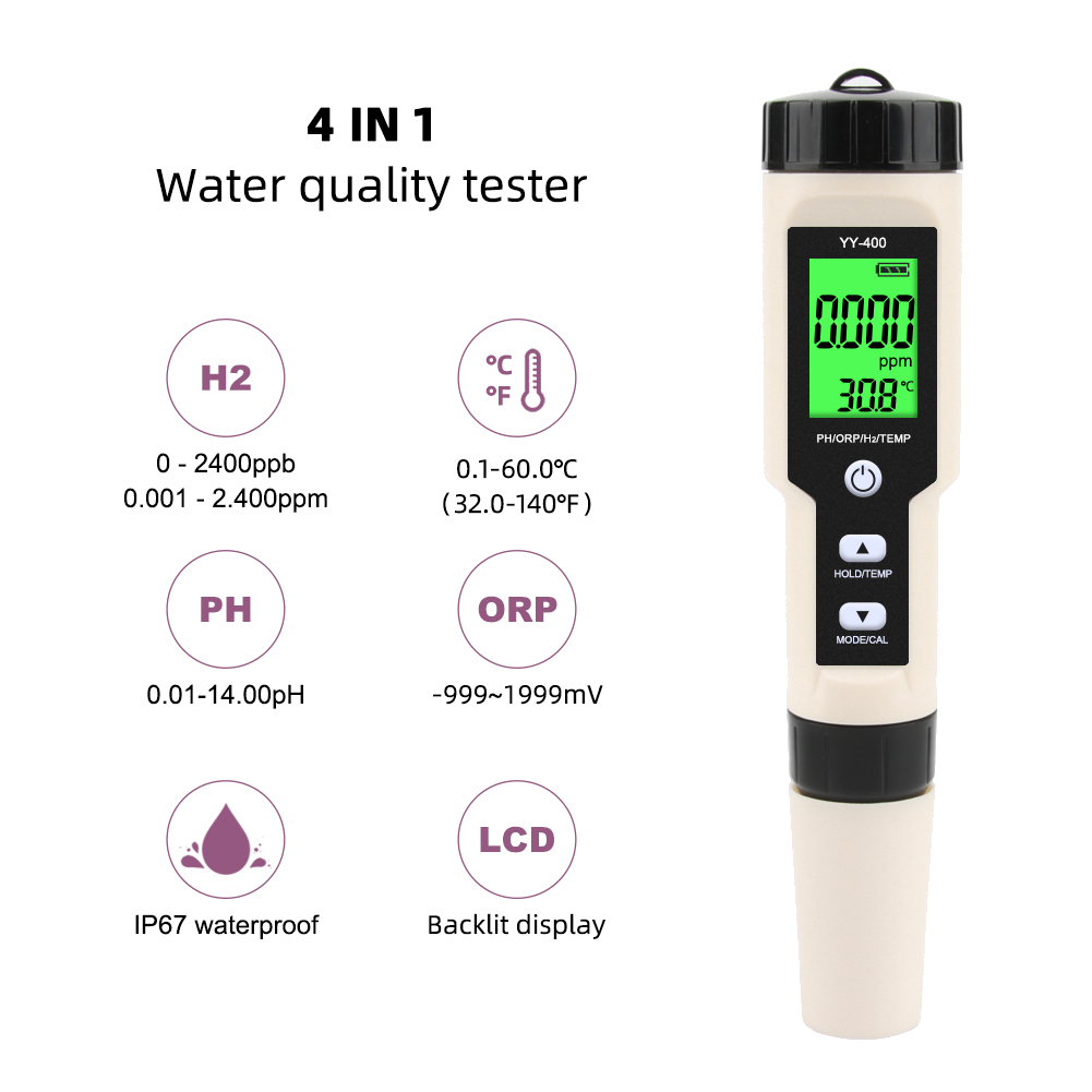 4 en 1 YY-400 PH/ORP/H2 & TEM  - Ph Meter Digital Water Tester avis et prix